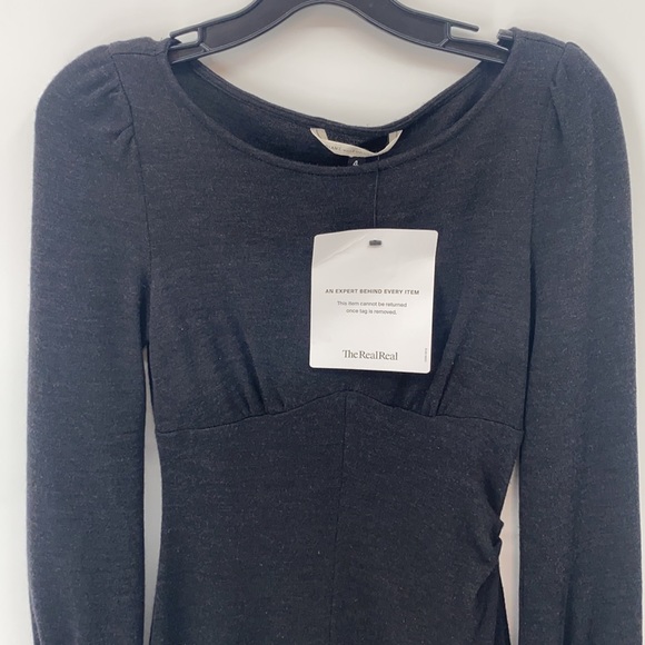 DVF Womens Charcoal Gray Long Sleeve100% Wool Fit & Flare Dress Size 4 - Picture 2 of 15